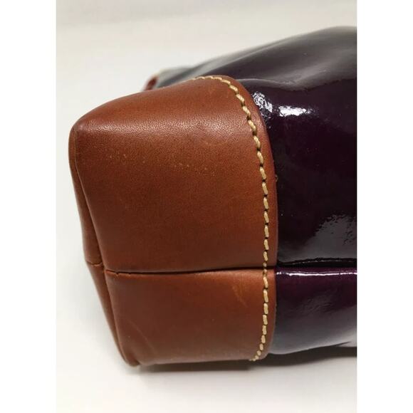 Dooney & Bourke Handbag Pouchette Purse Patent Leather Dark Plum Color PH49C NEW - Picture 8 of 14